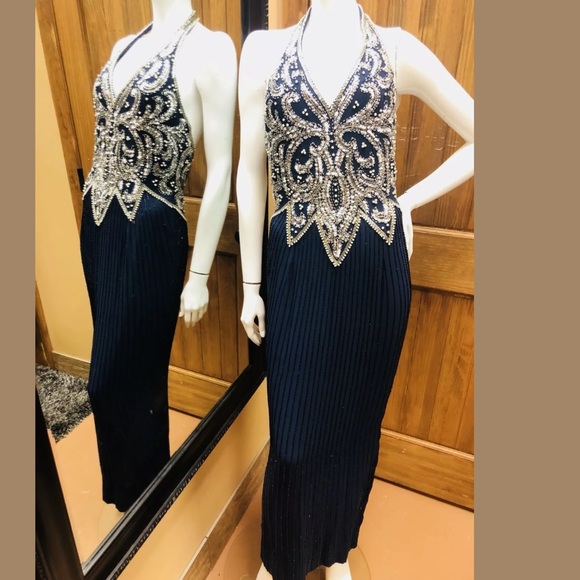 Niteline Dresses & Skirts - Vintage NITELINE Della Roufogali Navy Sequins Gown